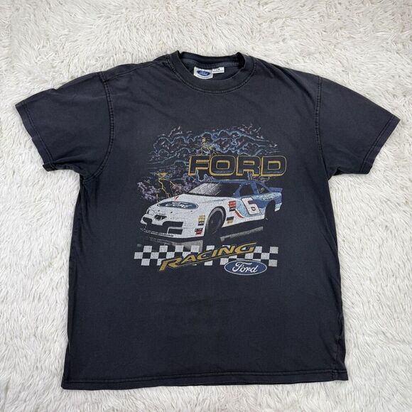 Vintage Style Ford Thunderbird #6 Car Racing T‎ Shirt NASCAR Size L Retro - Picture 1 of 8